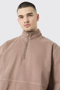 boohooMAN Tall Overdyed Oversized Funnel Neck 1/4 Zip Jacket | UK| Coats & Jackets