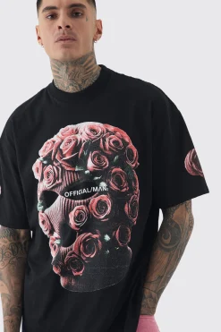 Tall Oversized Acid Wash Official Man Balaclava Print T-shirt | UK^boohooMAN Hot