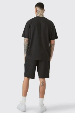 boohooMAN Tall Oversized Applique T-shirt & Short Set | UK| Tracksuits