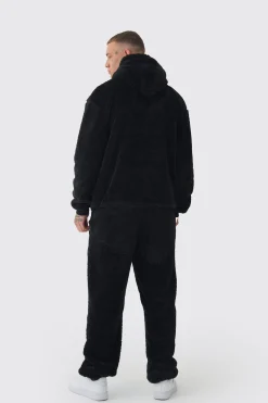 boohooMAN Tall Oversized Borg Embroidered Hooded Tracksuit | UK| Tracksuits