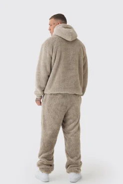 boohooMAN Tall Oversized Borg Embroidered Hooded Tracksuit | UK| Tracksuits