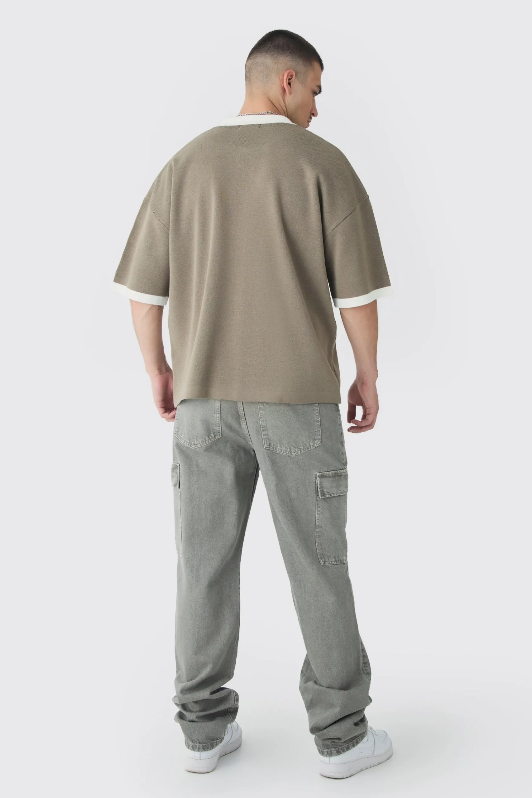 boohooMAN Tall Oversized Boxy Football Knitted Polo Shirt | UK| Shirts