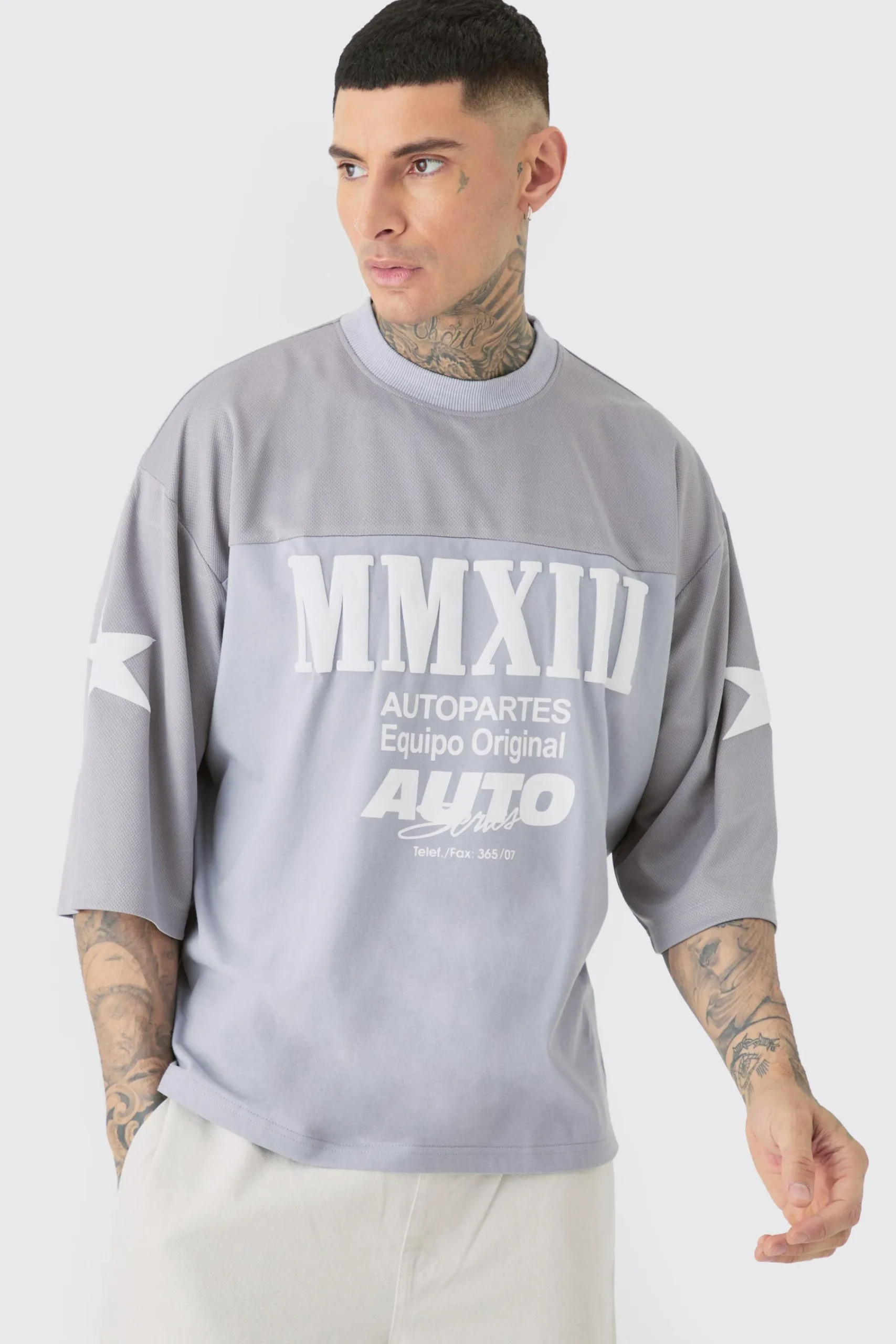 Tall Oversized Boxy Half Sleeve Moto T-Shirt | UK^boohooMAN Outlet