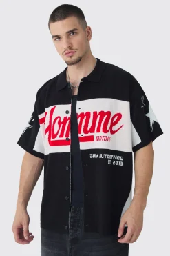 boohooMAN Tall Oversized Boxy Moto Knitted Shirt | UK| Shirts