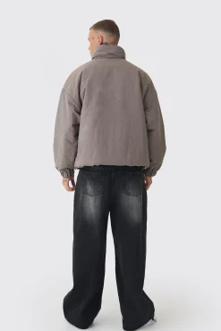 boohooMAN Tall Oversized Boxy Padded Funnel Neck Coat In | UK| Coats & Jackets