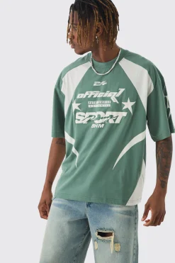 Tall Oversized Boxy Puff Print Moto Extended Neck T-shirt | UK^boohooMAN Best