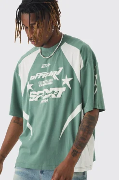 Tall Oversized Boxy Puff Print Moto Extended Neck T-shirt | UK^boohooMAN Best