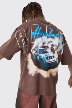 Tall Oversized Boxy Rally Graphic T-shirt | UK^boohooMAN