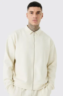 boohooMAN Tall Oversized Boxy Scuba Embossed Harrington | UK| Coats & Jackets