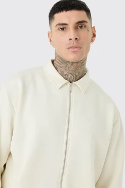 boohooMAN Tall Oversized Boxy Scuba Embossed Harrington | UK| Coats & Jackets