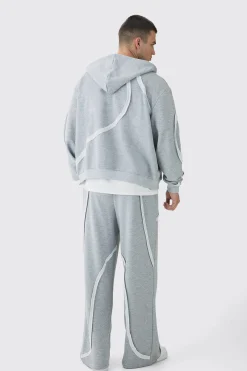 boohooMAN Tall Oversized Boxy Zip Panel Wide Jogger Tracksuit | UK| Tracksuits