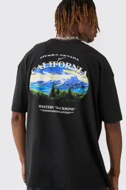 Tall Oversized California Landscape Back Print T-shirt | UK^boohooMAN Hot