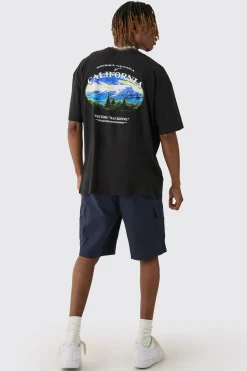 Tall Oversized California Landscape Back Print T-shirt | UK^boohooMAN Hot