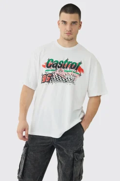 Tall Oversized Castrol GTX License Print T-Shirt | UK^boohooMAN Discount