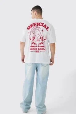 Tall Oversized Cherry Graphic T-Shirt | UK^boohooMAN Outlet