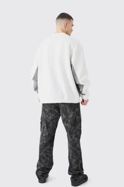 boohooMAN Tall Oversized Colour Block Branded Sweatshirt In | UK| Hoodies & Sweatshirts