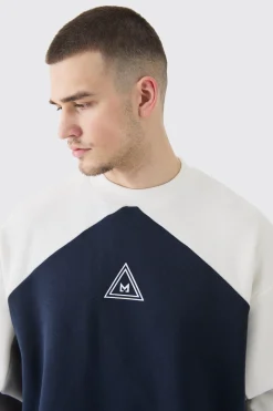 boohooMAN Tall Oversized Colour Block Branded Sweatshirt In | UK| Hoodies & Sweatshirts