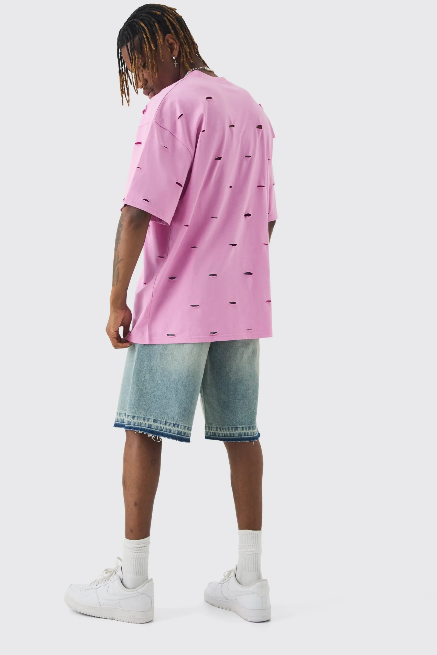 Tall Oversized Distressed Overydye T-shirt | UK^boohooMAN New