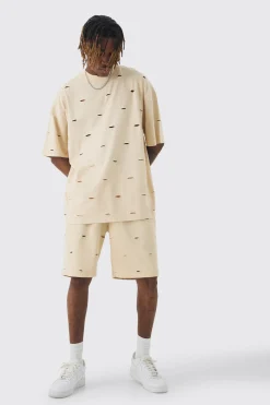 boohooMAN Tall Oversized Distressed Overydye T-shirt & Short Set | UK| Tracksuits