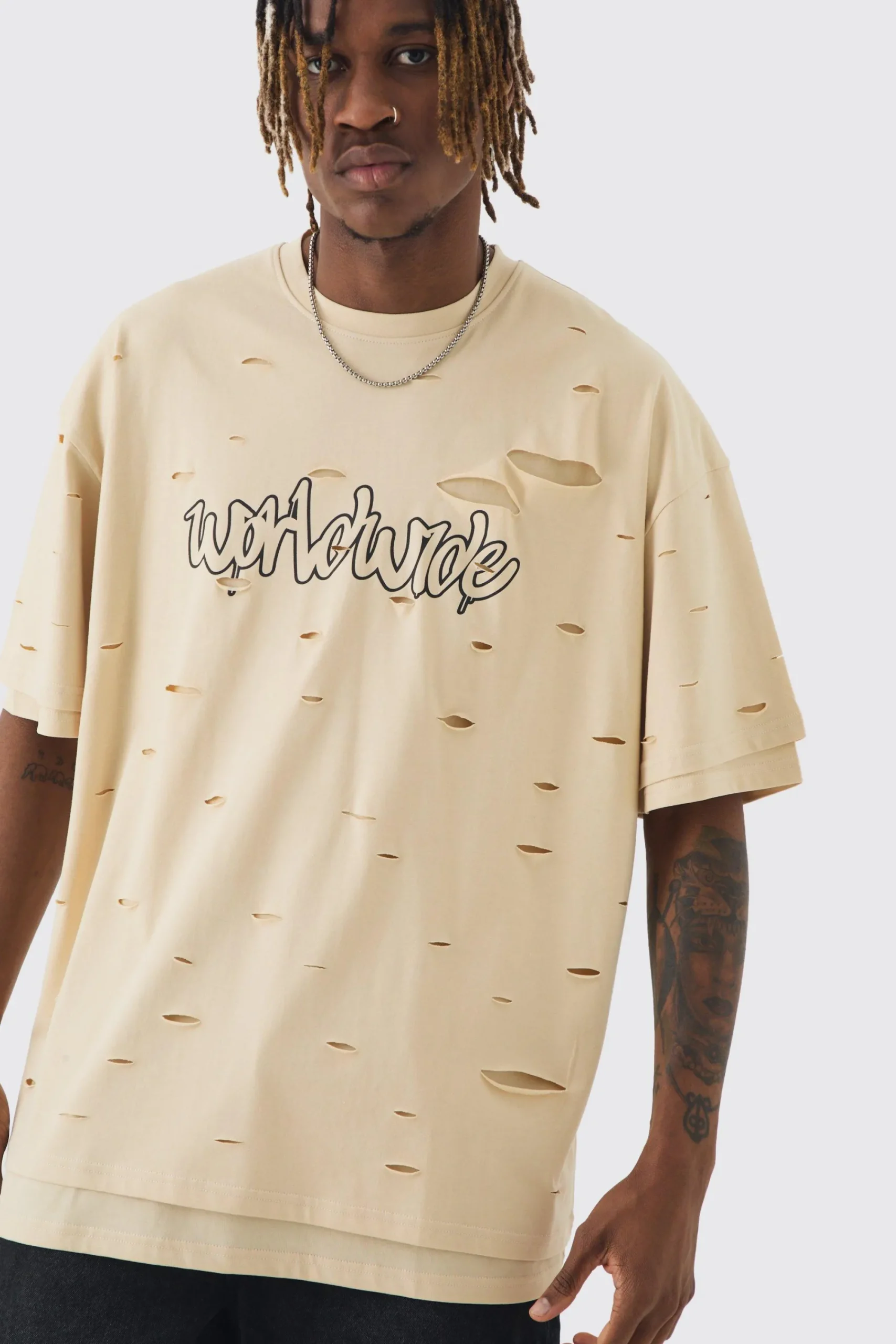 Tall Oversized Double Layer Homme T-shirt | UK^boohooMAN New