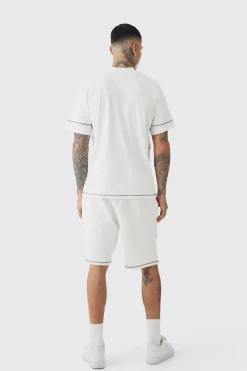 boohooMAN Tall Oversized Extended Contrast Stitch T-shirt & Short Set | UK| Tracksuits
