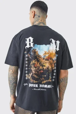 Tall Oversized Extended Neck Renaissance Back Print T-shirt | UK^boohooMAN Clearance