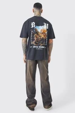 Tall Oversized Extended Neck Renaissance Back Print T-shirt | UK^boohooMAN Clearance