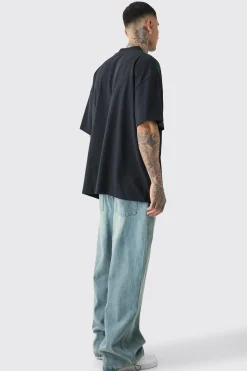 Tall Oversized Extended Neck Gothic Man Grafitti Spray T-shirt | UK^boohooMAN Clearance