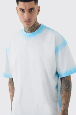 Tall Oversized Extended Neck Spray Wash T-shirt | UK^boohooMAN Online