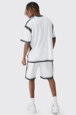 boohooMAN Tall Oversized Extended Neck Spray Wash T-shirt & Short Set | UK| Sets & Co-Ords|Tracksuits