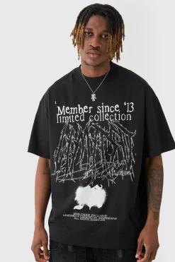 Tall Oversized Extended Neck Limited Print T-shirt | UK^boohooMAN New