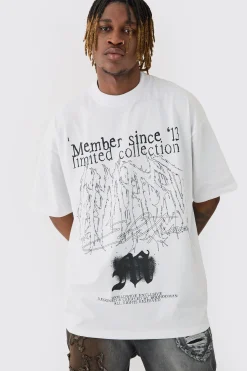 Tall Oversized Extended Neck Limited Print T-shirt | UK^boohooMAN Discount