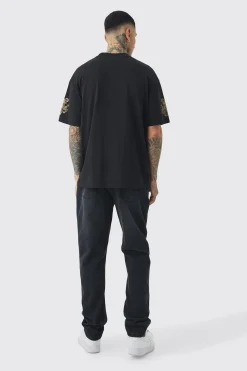 Tall Oversized Extended Neck Official Man Baroque Print T-shirt | UK^boohooMAN Best