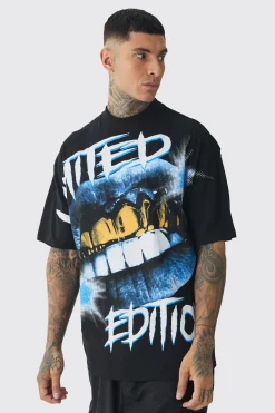 Tall Oversized Extended Neck Limited Large Scale Print T-Shirt | UK^boohooMAN Sale