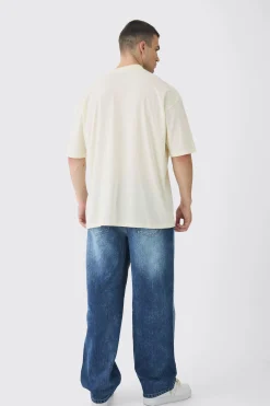 Tall Oversized Extended Neck Heart Embroidered T-Shirt | UK^boohooMAN Online