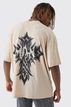 Tall Oversized Extended Neck Worldwide Gothic Cross Print T-Shirt | UK^boohooMAN Discount