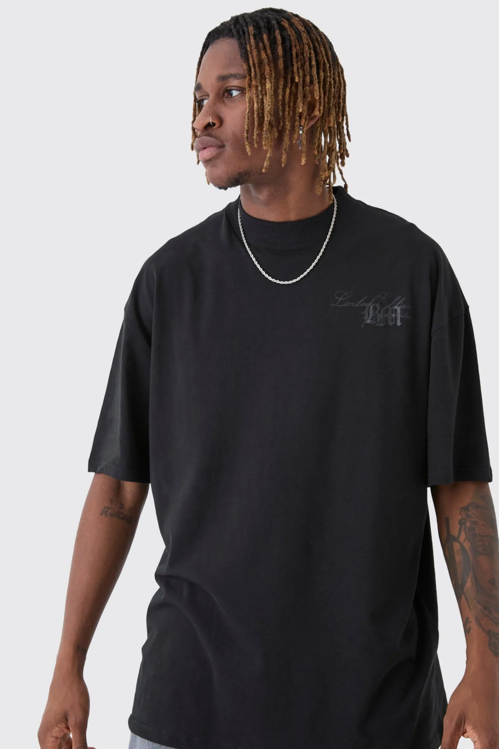 Tall Oversized Extended Neck Limited Edition Print T-Shirt | UK^boohooMAN Discount