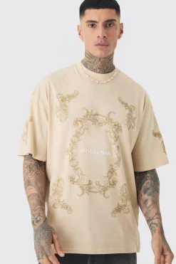 Tall Oversized Extended Official Man Baroque Print T-shirt | UK^boohooMAN Best
