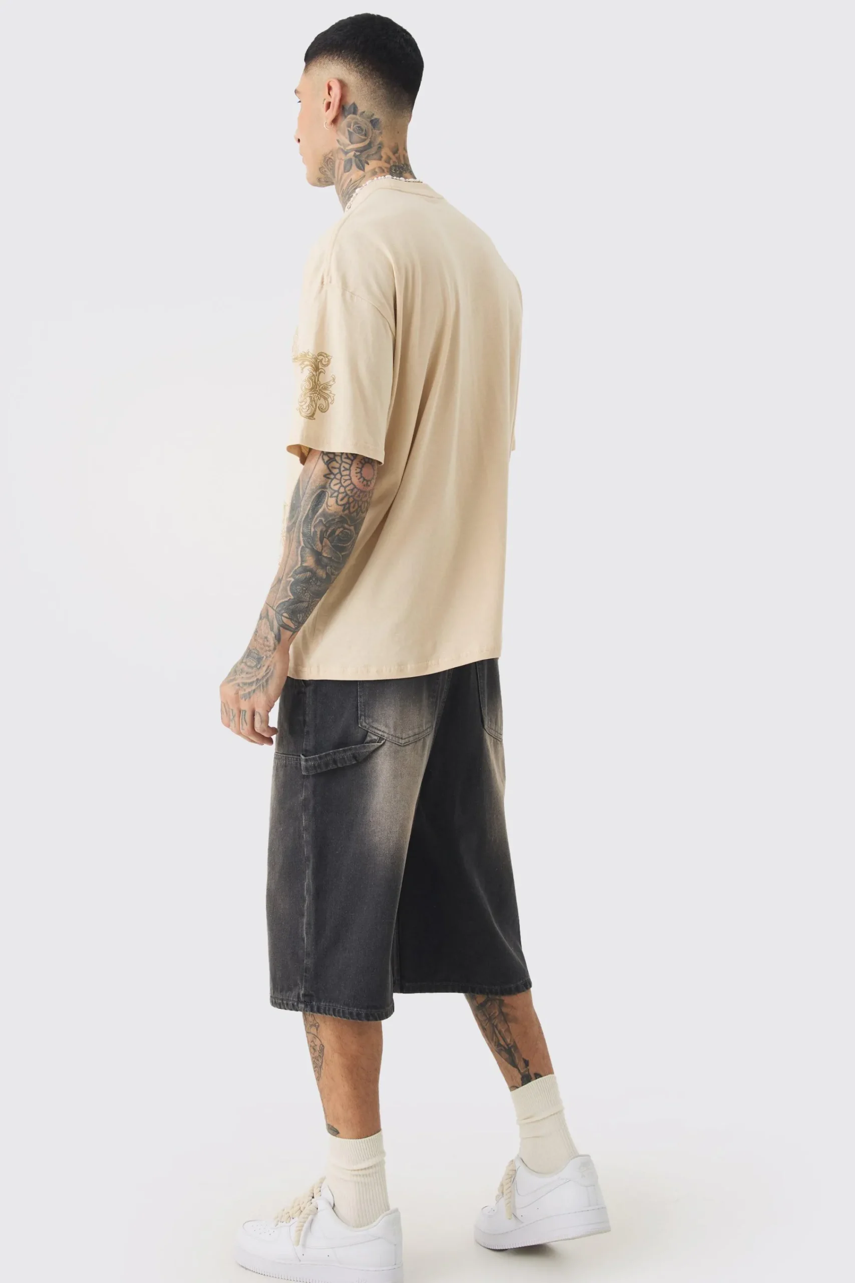 Tall Oversized Extended Official Man Baroque Print T-shirt | UK^boohooMAN Best