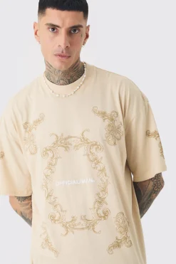 Tall Oversized Extended Official Man Baroque Print T-shirt | UK^boohooMAN Best
