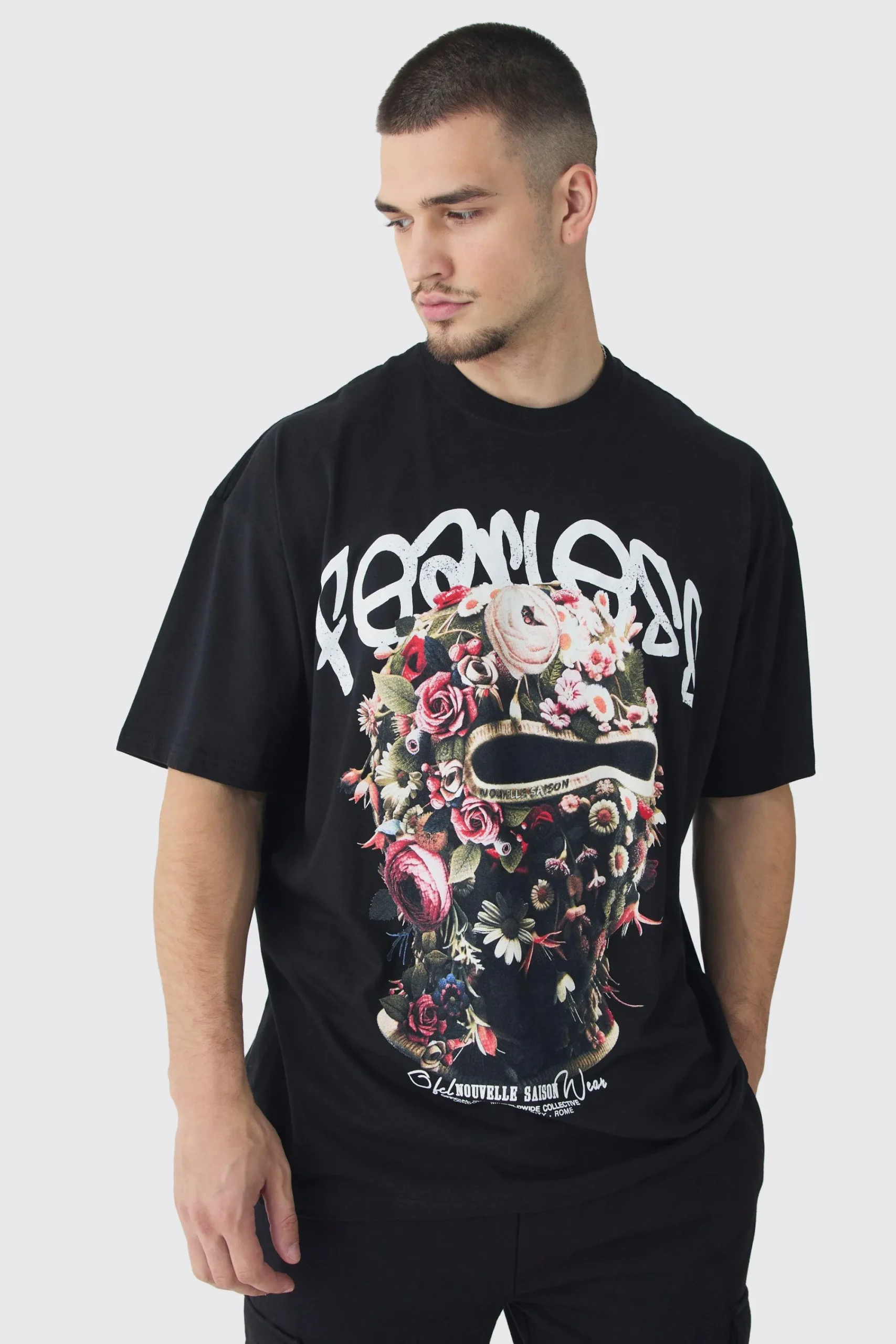 Tall Oversized Fearless Floral Balaclava | UK^boohooMAN Discount