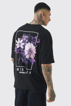 Tall Oversized Floral Back Graphic T-shirt | UK^boohooMAN Best
