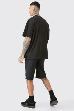 Tall Oversized Heavy Split Hem Print T-shirt | UK^boohooMAN Clearance
