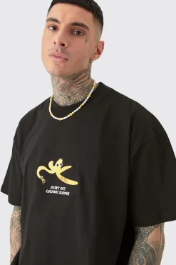 Tall Oversized Heavy Split Hem Print T-shirt | UK^boohooMAN Clearance