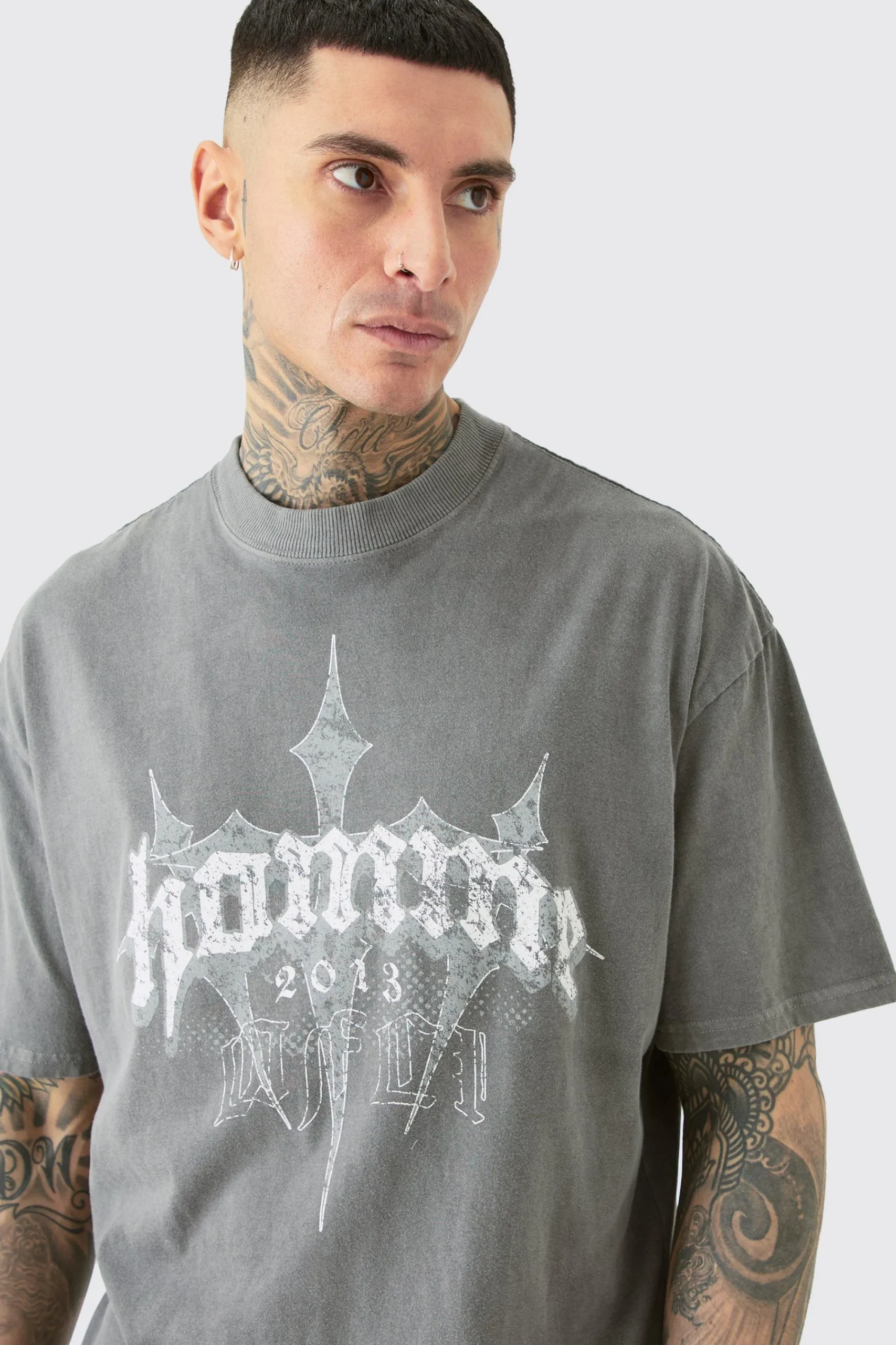 Tall Oversized Homme Cross T-shirt In | UK^boohooMAN New