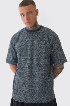 Tall Oversized Jacquard Abstract T-shirt | UK^boohooMAN New