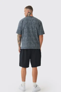 Tall Oversized Jacquard Abstract T-shirt | UK^boohooMAN New