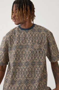 Tall Oversized Jacquard Abstract T-shirt | UK^boohooMAN New