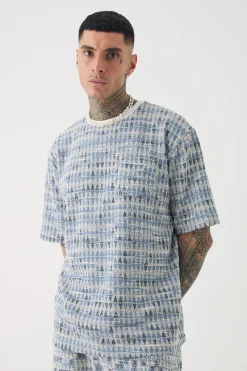 Tall Oversized Jacquard Geo T-shirt | UK^boohooMAN Best