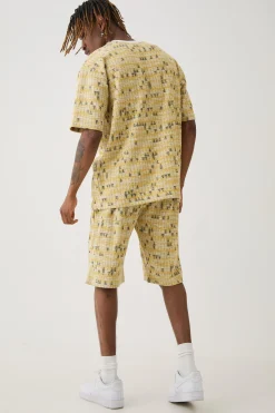 Tall Oversized Jacquard Geo T-shirt | UK^boohooMAN Sale